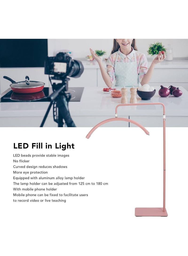 Half-moon LED floor lamp for eyelashes, adjustable brightness and height HD-M6X Pink - Image 4