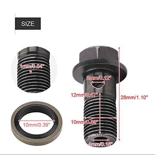 EVGATSAUTO Motorcycle Brake Banjo Bolts Kit, 5pcs M10×1.0mm Banjo Bolts Brake Line Fittings Adapter for Brake Caliper Master Cylinder - Image 3