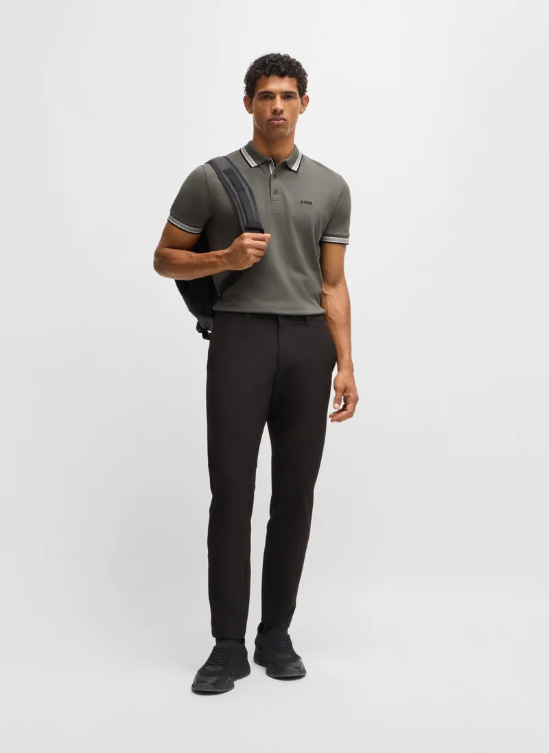 BOSS Cotton-piqué Paddy polo shirt with contrast logo