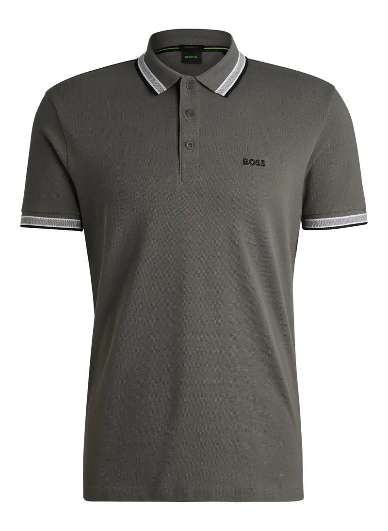 BOSS Cotton-piqué Paddy polo shirt with contrast logo