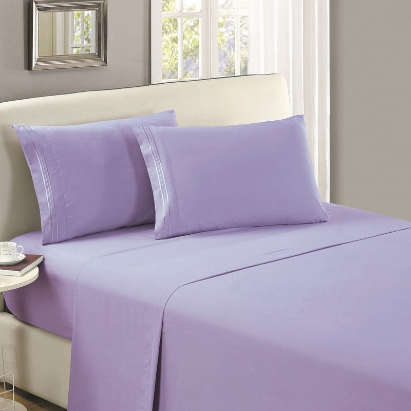 ميلاني Mellanni California King Flat Sheet Only - أوراق الفراش المميزة - الفاخرة الفاخرة Extra Soft Cooling Sheet - Easy Care - Rinkle Fade Stain Resistant - 1 PC (Cal King Violet) - Image 1