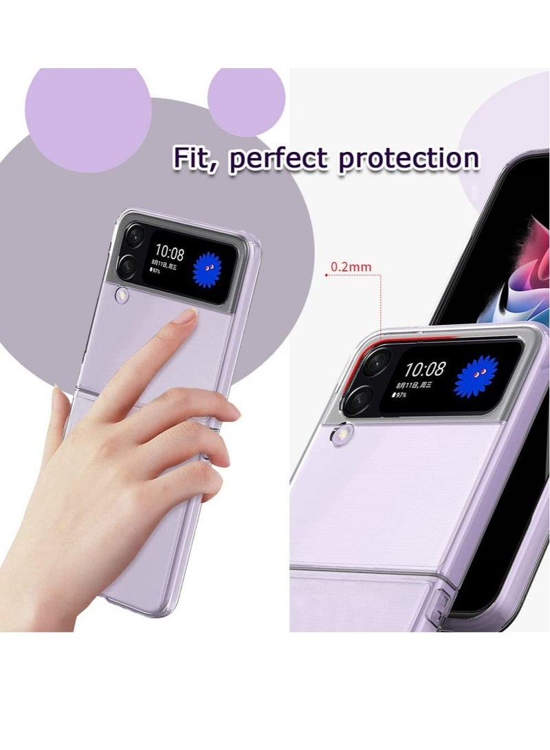ELTRAZONE Slim Case Compatible with Samsung Galaxy Z Flip 4, Premium Thin Transparent Hard PC with Non-Slip Grip Protective Phone Cover for Z Flip4 5G (2022) - Clear - Image 3