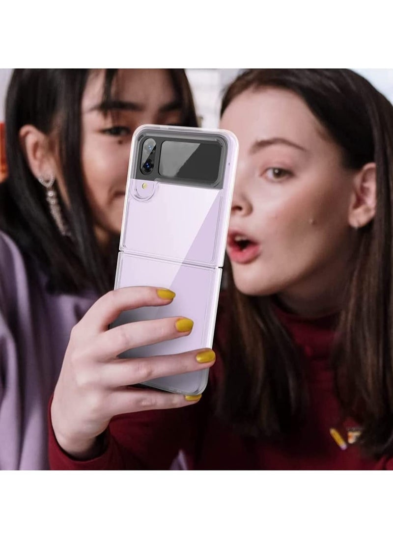 ELTRAZONE Slim Case Compatible with Samsung Galaxy Z Flip 4, Premium Thin Transparent Hard PC with Non-Slip Grip Protective Phone Cover for Z Flip4 5G (2022) - Clear - Image 2