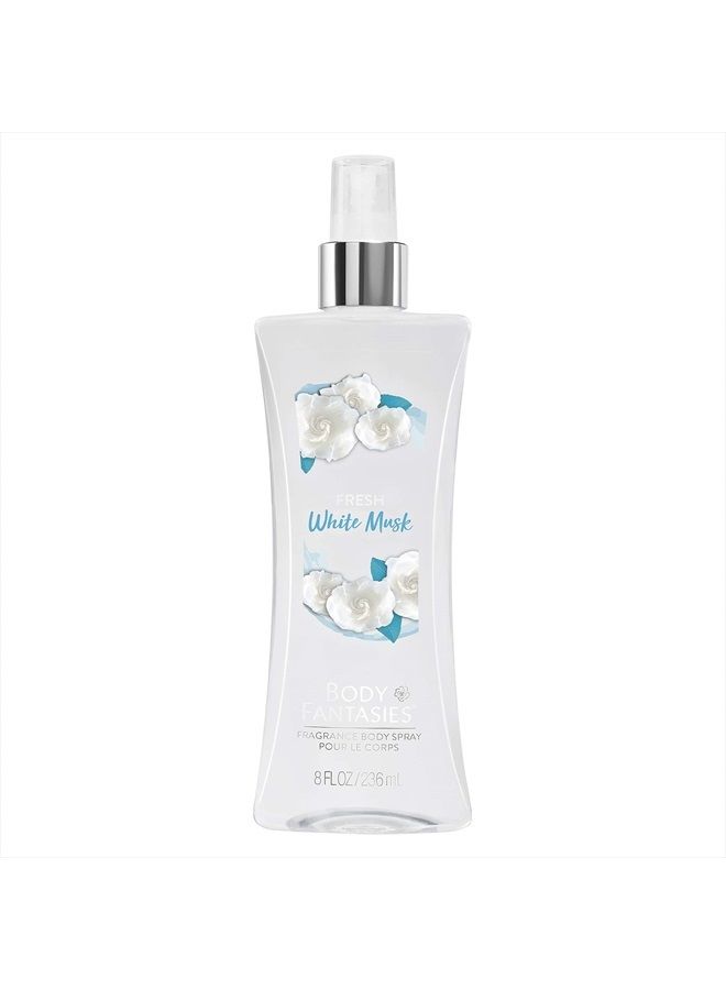 Body Fantasies Signature Fragrance Body Spray, Fresh White Musk, 8 Fluid Ounce  - Image 1