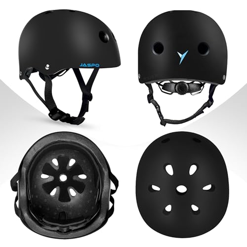 Jaspo Vault Adjustable Helmet, ABS Shell Black EPS Foam, Dial Adjuster, Lightweight,Comfort fit, Perfect for Skating-Cycling-Skateboarding and Scooter (Black (Helmet Only), Medium (53 to 56 cms)) - Image 2