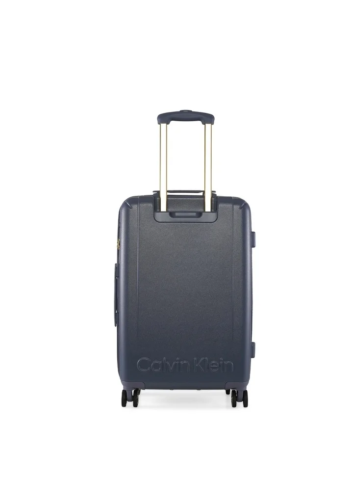 CALVIN KLEIN Big Monogram Hardside Spinner Luggage On Wheels, Ultra Lightweight ABS, 4 Double Wheels Color DENIM