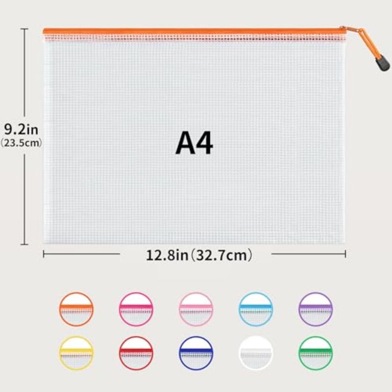 A4 Letter Size 24 Pack 10 Colors Zipper Mesh Document Pouch, Mesh Bags for Board Games and Puzzles, Waterproof Document Zipper Pouches for Office School Supplies, Toys, Cosmetics Travel Storage - Image 2