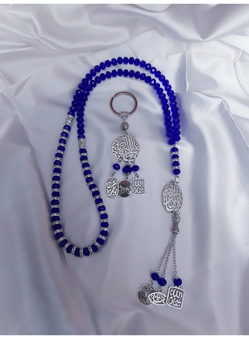 RA accessories Set Unisex Islamic Rosary Blue* Silver 99 & Key Chain - Image 3