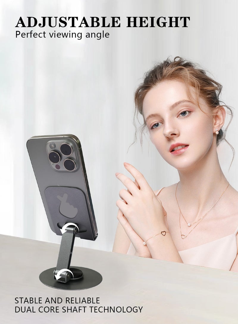 Meishida Cell Phone Stand, 360° Rotating Desk Phone Holder, Foldable Phone Holder for Desk (Heart) - Image 2
