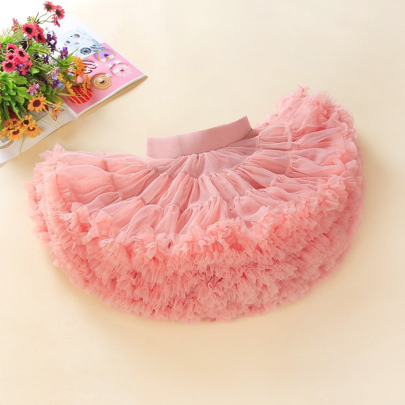 Girls Spring and Summer Internet Celebrant Tone Tutu Skirt Childrens Skirt Babys Tug Skirt Tutu Skirt Bean paste powder (2.0 Gabon version) 