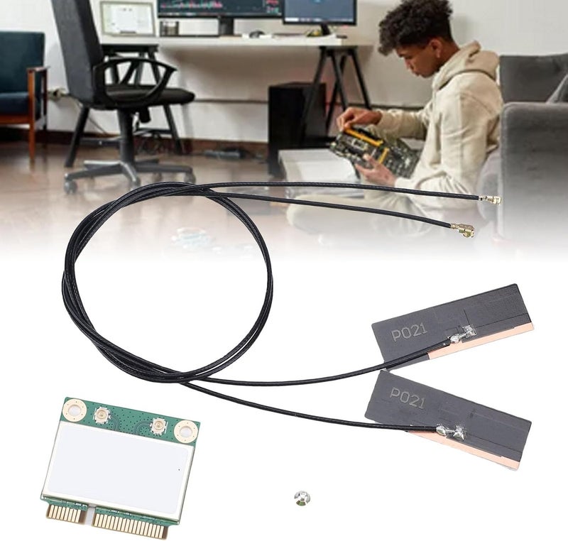 بطاقة شبكة لاسلكية Zunate WiFi 6 Mini PCIe، سرعة نقل 1800 ميجابت في الثانية، نطاق ترددي مزدوج (2.4G/5G)، مزودة بتقنيات BT5.3 وOFDMA وMU-MIMO، مناسبة لأجهزة اللابتوب والحواسيب الصغيرة التي تعمل بنظام لينكس (10/11) ومزودة بأنابيب هوائية. - Image 3