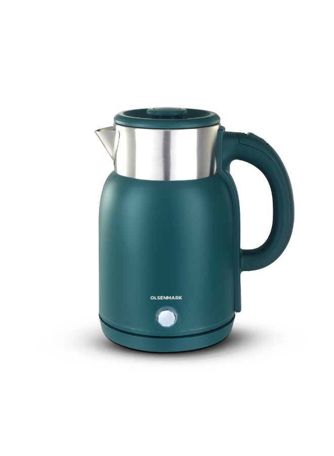 Olsenmark 1.5 L Double Layer Electric Kettle- OMK7027/ 1500 W, 360-Degree Rotation Base with Auto Safety Off/ Perfect for Boiling Water, Milk, Tea/ Overheat Protection, Dry Boil Protection/ Blue - Image 1