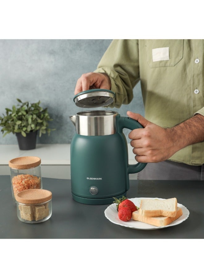 Olsenmark 1.5 L Double Layer Electric Kettle- OMK7027/ 1500 W, 360-Degree Rotation Base with Auto Safety Off/ Perfect for Boiling Water, Milk, Tea/ Overheat Protection, Dry Boil Protection/ Blue - Image 2