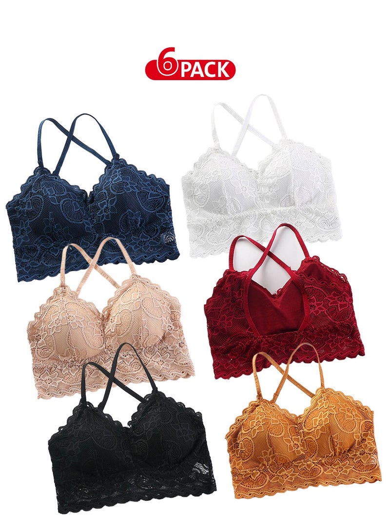 6-Piece Women's Bikini Bra Set with Lace Details  - Image 1