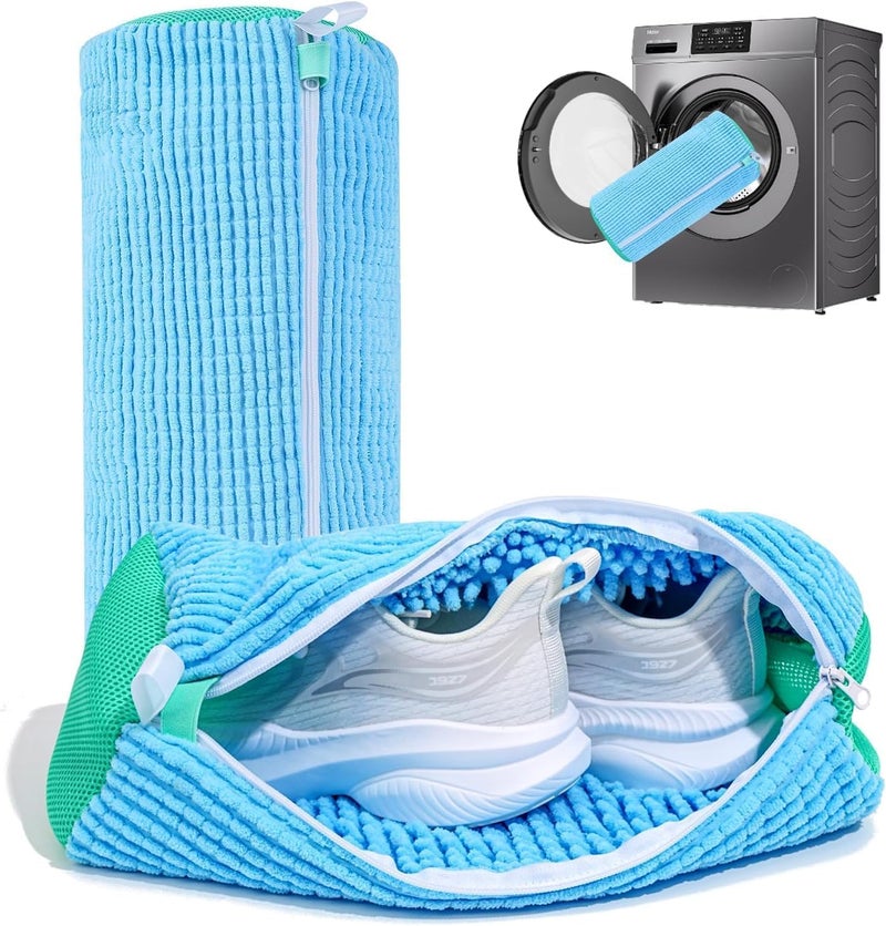 TAGPR Shoe Washing Machine Bag for Washer & Dryer, Reusable Mesh Laundry Bag with Side Zipper for Sneakers, Running Shoes, Toys & Socks, Durable 360° Cleaning Shoe Bag for All Shoe Sizes - Image 1