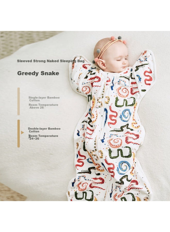 Cutelife Newborn Anti-startle Sleeping Bag Baby Swaddle Wrap 0-3 Months Double-layer Greedy Snake Size 59 - Image 3