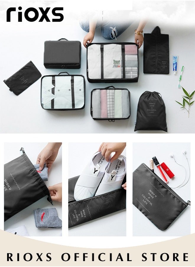RIOXS - 9Pcs Packing Cubes for Storage Luggage Packing Cube Organizer Travel Packing Cubes Set Clothes Shoes Storage Travel Organizer Bags for Luggage - Image 1