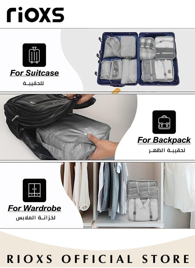 RIOXS - 9Pcs Packing Cubes for Storage Luggage Packing Cube Organizer Travel Packing Cubes Set Clothes Shoes Storage Travel Organizer Bags for Luggage - Image 1