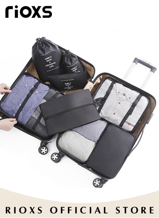 RIOXS - 9Pcs Packing Cubes for Storage Luggage Packing Cube Organizer Travel Packing Cubes Set Clothes Shoes Storage Travel Organizer Bags for Luggage - Image 1