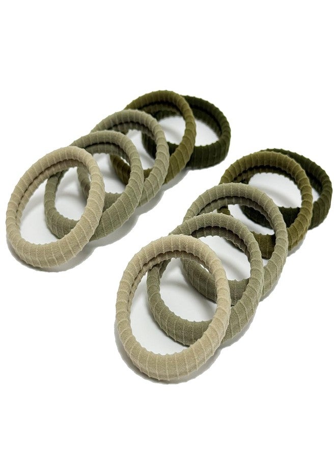 Jseng 10Packs Seamless Hair Ties for Women - No Damage Elastic Ponytail Holders Hair Accessories for Thick Curly Hair - Forest Green - Image 3