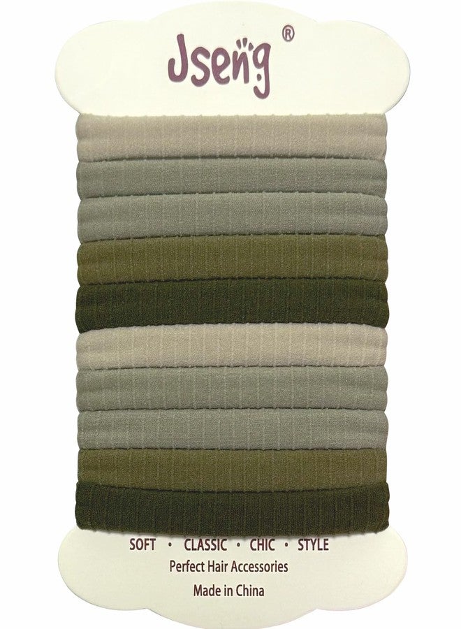 Jseng 10Packs Seamless Hair Ties for Women - No Damage Elastic Ponytail Holders Hair Accessories for Thick Curly Hair - Forest Green - Image 1
