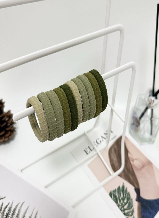 Jseng 10Packs Seamless Hair Ties for Women - No Damage Elastic Ponytail Holders Hair Accessories for Thick Curly Hair - Forest Green - Image 5