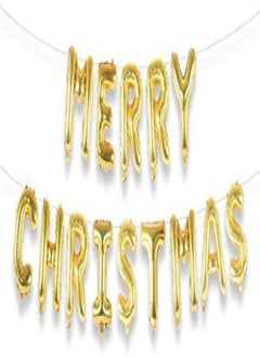 ThePartyPopper Gold Merry Christmas Foil Balloon Banner for Christmas Decorations - 16 inches 