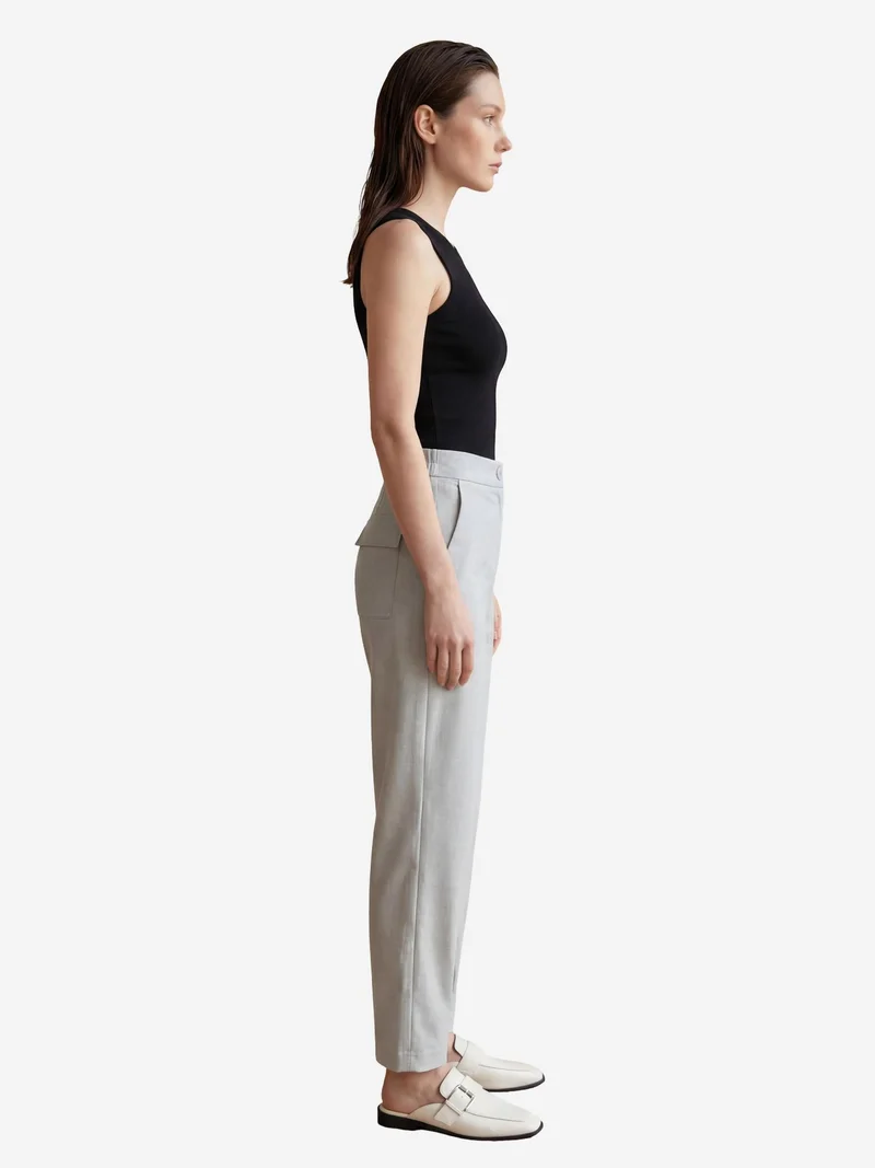MY FASHION Grey MY FASHION High Waist Straight Leg Pants with Pockets for Women | Best Price UAE
