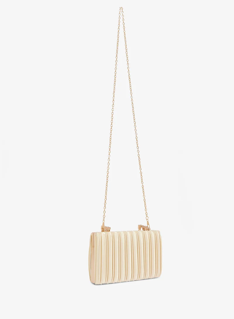Khizana Woven Texture Clutch With Gold Accent