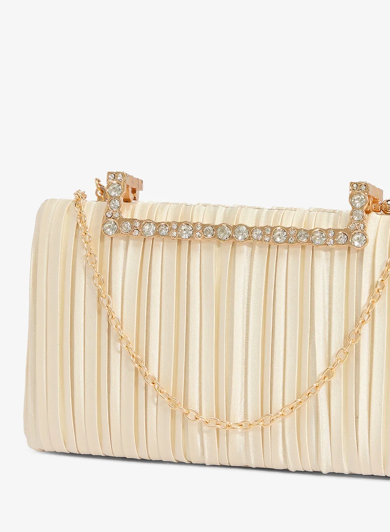 Khizana  Woven Texture Clutch With Gold Accent for Women | Best Price UAE