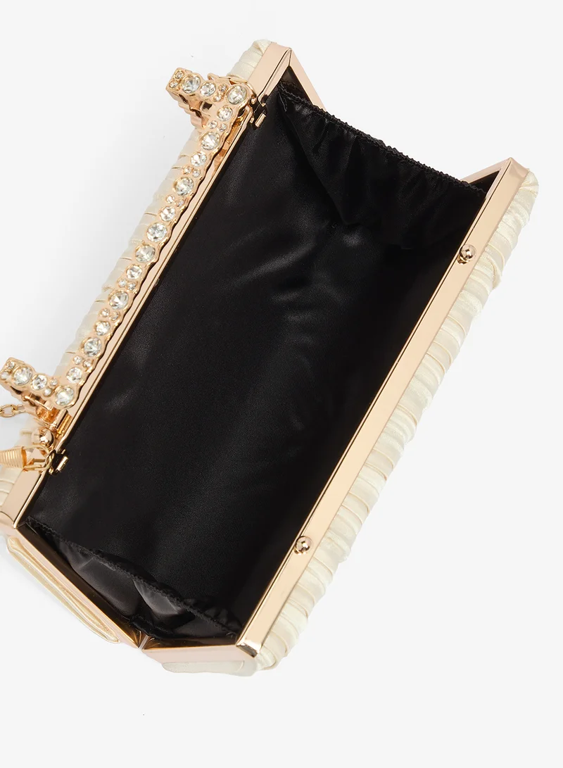 Khizana  Woven Texture Clutch With Gold Accent for Women | Best Price UAE