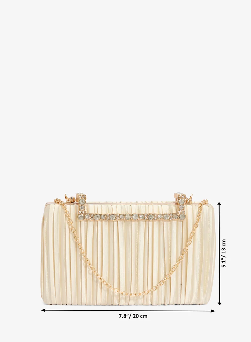 Khizana  Woven Texture Clutch With Gold Accent for Women | Best Price UAE