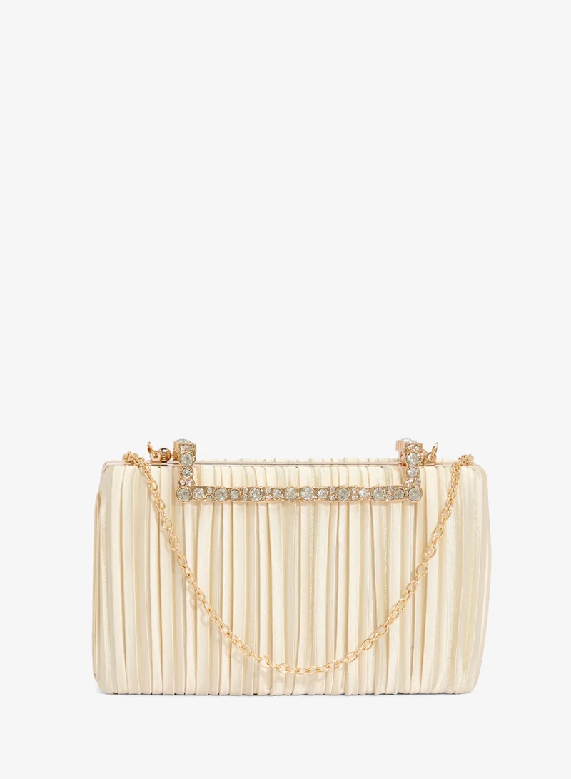 Khizana Woven Texture Clutch With Gold Accent