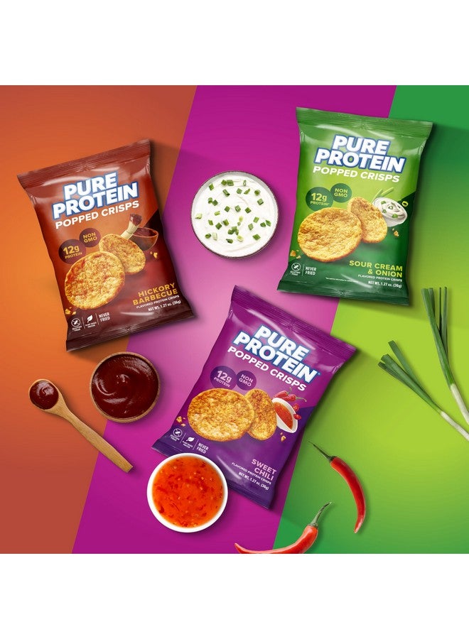 Pure Protein Popped Crisps, High Protein Snack, 12G Protein, Variety Pack: Hickory Barbecue, Sour Cream & Onion, Sweet Chili, 12 Count - Image 4