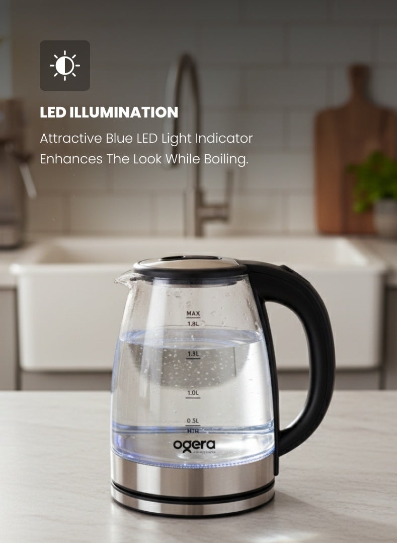 Ogera Electric Kettle | Double-Layer Cool-Touch Safety | 1.8L Capacity | 1500W Rapid Boil | Ogera OG1508EK | Sleek Silver-Black Design 2 year warranty - Image 5