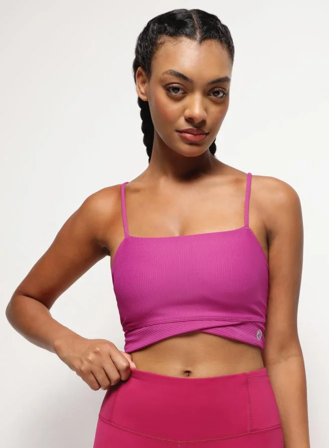 Long-Line Ribbed Pilates Bralette – Plum Purple