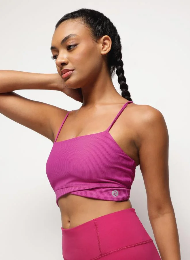 ZAECY Long-Line Ribbed Pilates Bralette – Plum Purple
