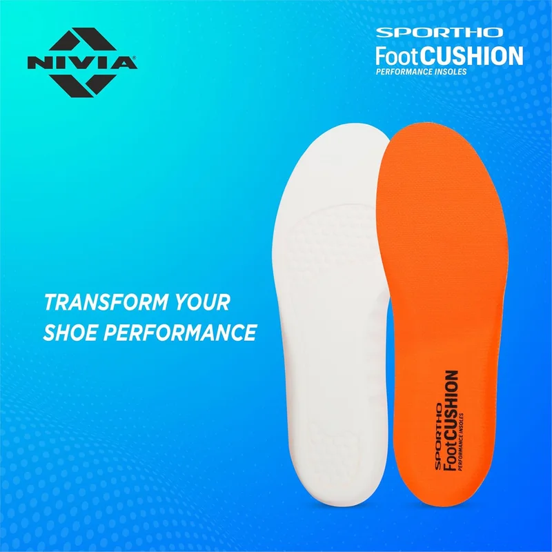 نيفيا NIVIA Foot Cushion Insole for Enhanced Comfort & Support - Fluo Orange, Size 8-9 (EU 39-46)