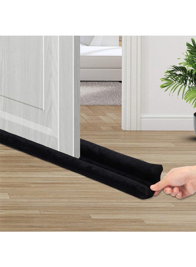 Hihonor Door Draft Stopper, Insulator Door Sweep, Weather Stripping, Noise Blocker, Strong Adhesive, Window Breeze Blocker Adjustable Door Sweeps (Black)  - Image 1