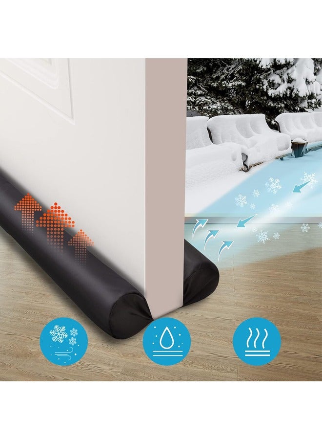 Hihonor Door Draft Stopper, Insulator Door Sweep, Weather Stripping, Noise Blocker, Strong Adhesive, Window Breeze Blocker Adjustable Door Sweeps (Black)  - Image 3