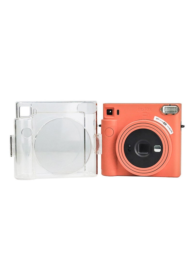 Captaintech Protective Clear Case for Fujifilm Instax Square SQ1 Instant Film Camera, Crystal Hard PC Cover for Instax Square SQ1 with Removable Rainbow Shoulder Strap (Transparent) - Image 1