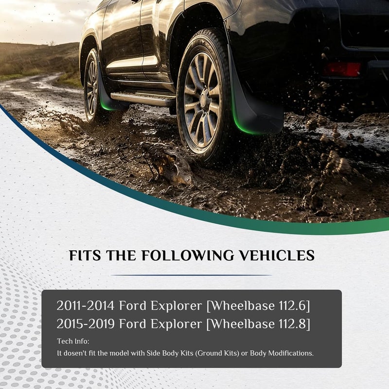 QUYDDC Mud Flaps for 2011-2019 Ford Explorer - All-Weather Protection - Image 2