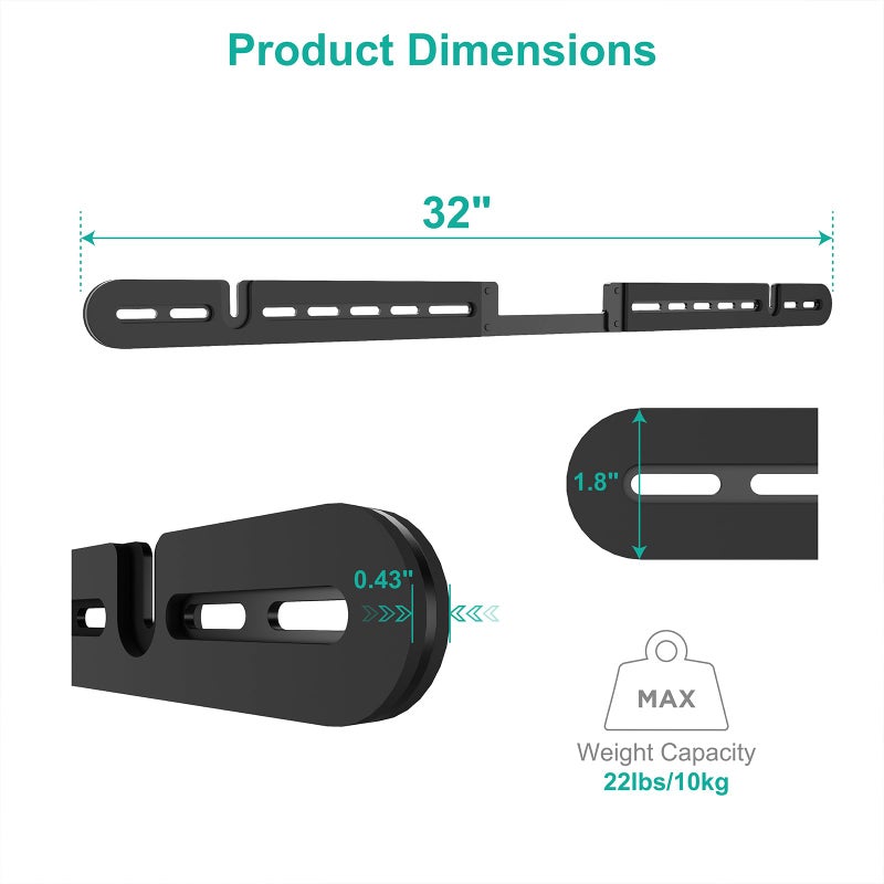 WALI Soundbar Mount for Sonos Arc and Sonos Arc Ultra - Sound bar Wall Mount Bracket, Minimalist Design, Perfect for Under TV Installation, Black - Image 3