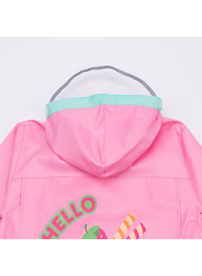 Lemonkid Children's Raincoat For Boys And Girls, Elementary School Students' Poncho With Backpack Space For School, Pink Cake, XL - Image 4