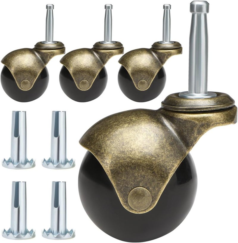 JGJC عجلات ذات قاعدة، مجموعة من 4 عجلات كروية بقطر 2 بوصة مع قاعدة (5/16" x 1-1/2") - Image 1