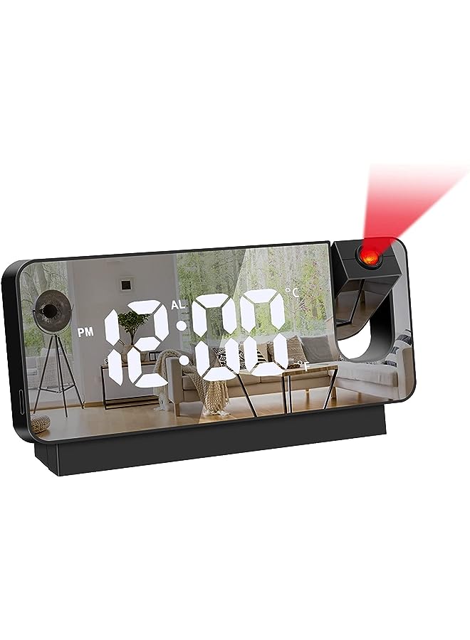 Raxoom Alarm Clock,Projection Alarm Clocks for Bedrooms with 180° Projector，Surface Electronic Clocks,with USB Charger,Snooze Model, Auto/Custom Brightness,for Office Table Bedroom Nightstand - Image 1