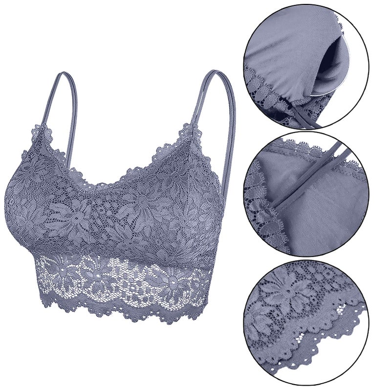 Duufin 5 Pcs Lace Bralettes for Women Bralette Padded Lace Bandeau Bra, L-XL - Image 2
