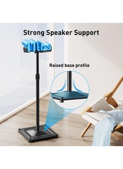 PERLESMITH Universal Speaker Stands for Surround Sound, Holds up to 11LBS, Floor Speaker Stand Height Adjustable Extend 33.3” to 45.1” for Satellite Speakers & Bookshelf Speakers -1 Pair PSSS2 Black  - Image 4