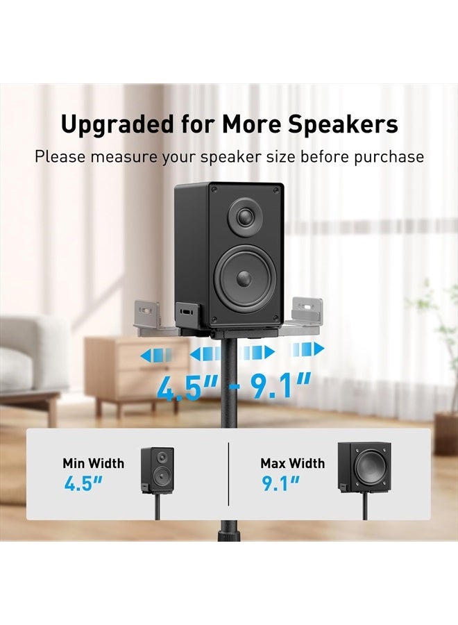 PERLESMITH Universal Speaker Stands for Surround Sound, Holds up to 11LBS, Floor Speaker Stand Height Adjustable Extend 33.3” to 45.1” for Satellite Speakers & Bookshelf Speakers -1 Pair PSSS2 Black - Image 3