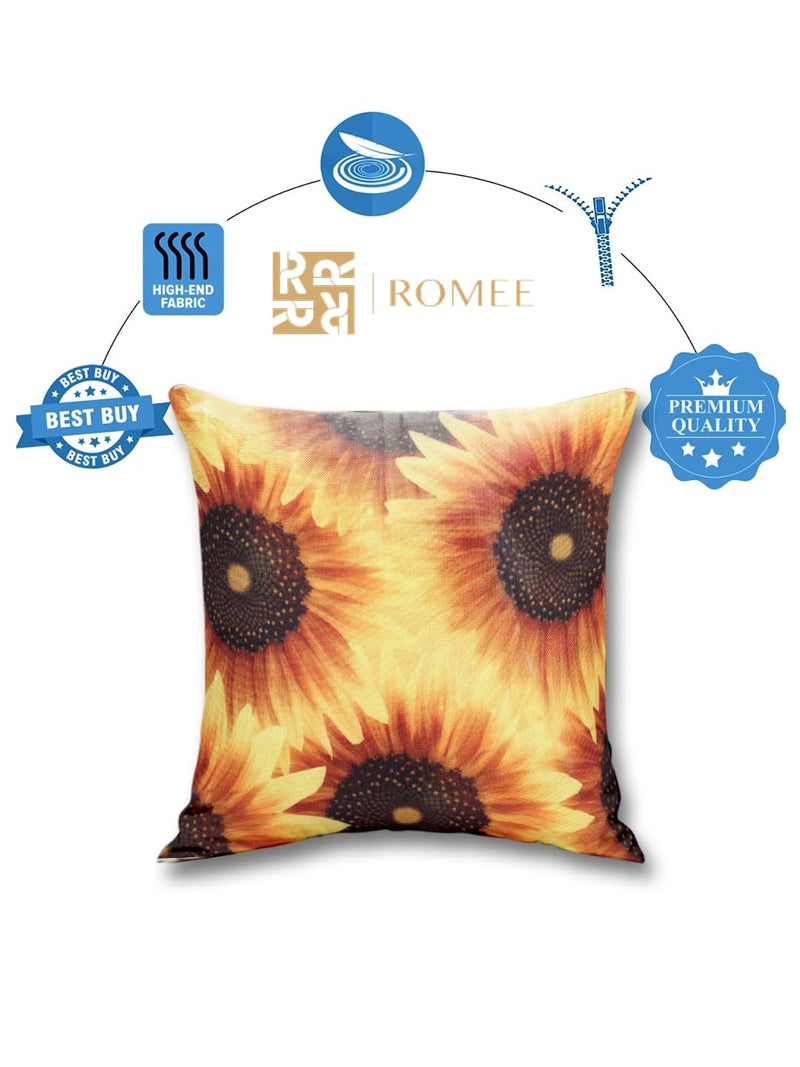 ROMEE Designer Floral, Sunflower Printed Cushion Covers 16 inch x 16 inch Set of 5 | Decorative Square Jute Throw Pillow/Cushion Cover for Living Room, Sofa, Couch, Bedroom (Multicolor) - Image 4